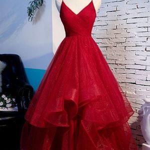 Red Tulle Prom Dress Size 12